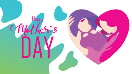 Happy mother's day! beautiful Mum laughing, smiling and holding healthy baby with happy. Colorful vector illustration flat design style. Flat cartoon style. - vector