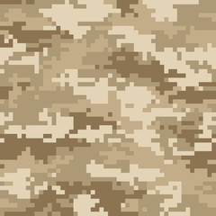 Digital camouflage pattern, seamless camo texture. Abstract pixelated military style background. Easy to edit mosaic vector illustration