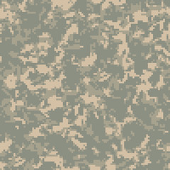 Digital camouflage pattern, seamless camo texture. Abstract pixelated military style background. Easy to edit mosaic vector illustration