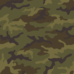 Seamless camouflage pattern. Khaki texture, vector illustration. Camo print background. Abstract military style backdrop