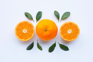 Fresh orange citrus fruit on white.