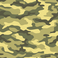 Seamless camouflage pattern. Khaki texture, vector illustration. Camo print background. Abstract military style backdrop
