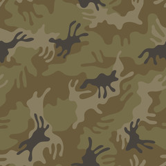 Seamless camouflage pattern. Khaki texture, vector illustration. Camo print background. Abstract military style backdrop