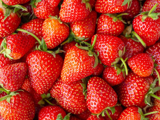 Fresh organic Strawberry fruit background Top view closeup