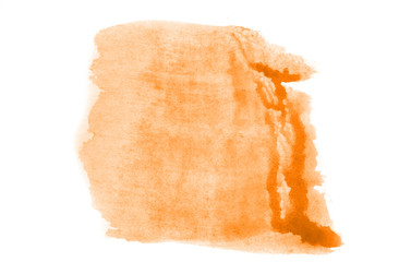 Abstract watercolor background hand-drawn on paper. Volumetric smoke elements. Orange, Turmeric color. For design, web, card, text, decoration, surfaces.
