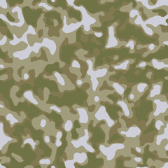 Fototapeta premium Seamless camouflage pattern. Khaki texture, vector illustration. Camo print background. Abstract military style backdrop