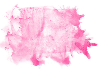 Abstract watercolor background hand-drawn on paper. Volumetric smoke elements. Pink Peacock color. For design, web, card, text, decoration, surfaces.