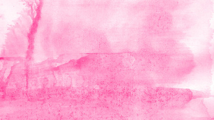 Abstract watercolor background hand-drawn on paper. Volumetric smoke elements. Pink Peacock color. For design, web, card, text, decoration, surfaces.