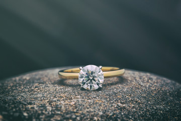 Gold Diamond Ring. Jewelry Background