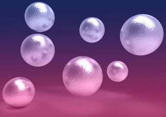 Futuristic chrome balls scattered in space 3D image