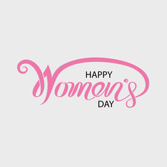 Pink Happy International Women's Day Typographical Design Elements.International Women's day symbol. Minimalistic design for international women's day concept.Vector illustration