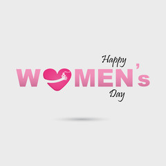 Pink Happy International Women's Day Typographical Design Elements.Women's day symbol. Minimalistic design for international women's day concept.Vector illustration