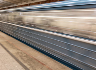 Fototapeta premium The train moves to the subway as a background