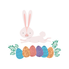 easter rabbit with egg isolated icon