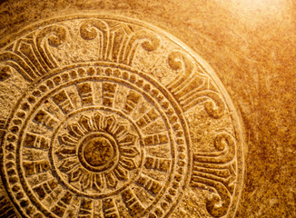 Symbols of Buddhism. South-Eastern Asia. Details of buddhist temple in Thailand.