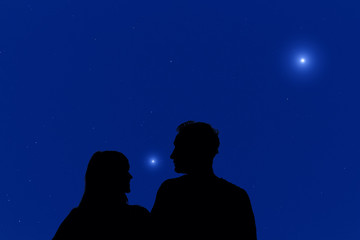 Couple under the Milky way stars. My astronomy work.