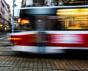 Moving tram in czech republic