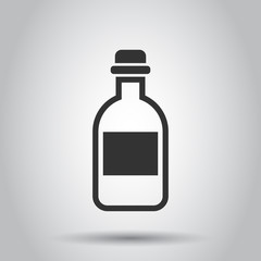 Water bottle icon in flat style. Plastic soda bottle vector illustration on white background. Liquid water business concept.
