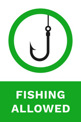 FISHING ALLOWED sign. Vector.