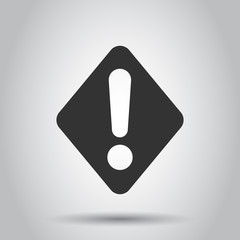 Exclamation mark icon in flat style. Danger alarm vector illustration on white background. Caution risk business concept.