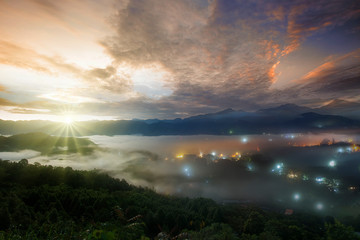Beautiful Jinlong Mountain Sunrise, Taichung, Taiwan