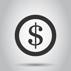 Coins stack icon in flat style. Dollar coin vector illustration on white background. Money stacked business concept.