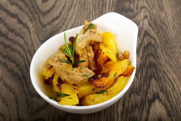 Fried potato with pork