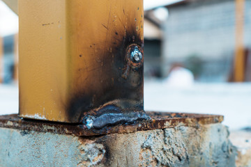 Weld the steel poles in construction work.