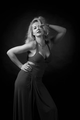 Fototapeta premium Attractive middle age woman in evening dress.