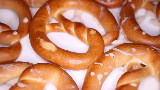 Pretzel pretzels rotating seamless looping food texture pattern close up footage