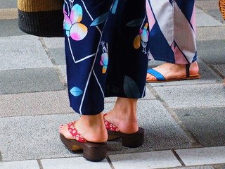 Nihonbashi Tokyo,Japan/Aug 19,2018:scenary of yukata weared girls