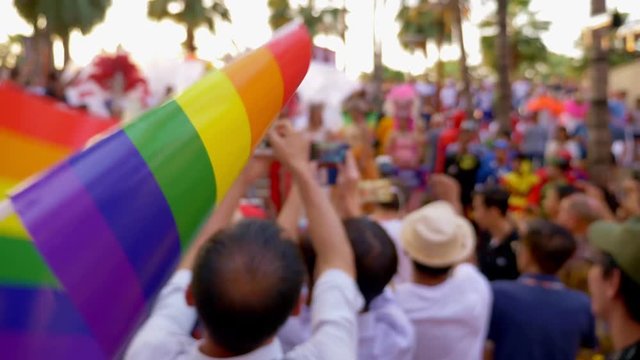 Thailand, Pattaya. February 9, 2009. gay parade. LGBT-oriented people take part in the Rainbow Parade Festival