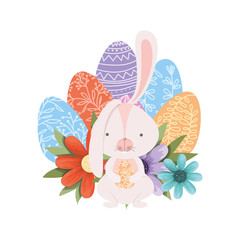 easter rabbit with egg isolated icon