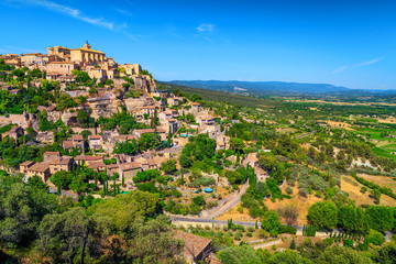 Wonderful ancient mediterranean village with rustic houses, Gordes, Provence, France