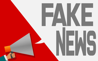 Megaphone with fake news speech bubble