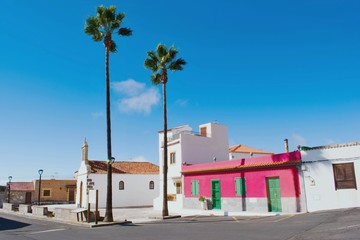 Fototapeta na wymiar Beautiful colorful typical spanish colonial architecture, Tenerife, Canary Islands