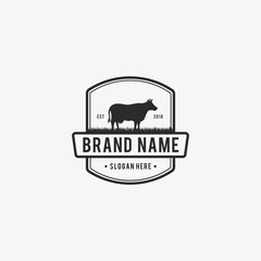 Retro Vintage Cattle, Beef Emblem Label logo design inspiration - Vector