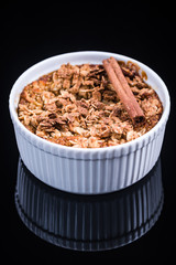 Healthy dessert, baked apple with crunch