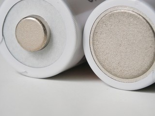 AA size batteries on white backgraound