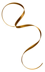 Shiny satin ribbon in brown color isolated on white background close up .Ribbon image for decoration design.