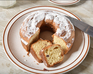 Overhead view of cranberry bundt cake