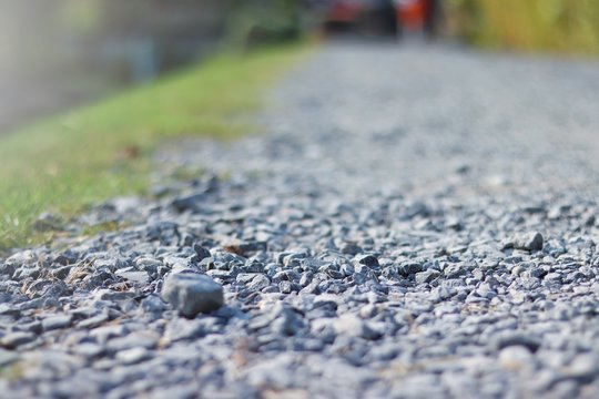 gray granite gravel walking way