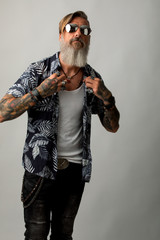 Portrait of an attractive cheerful man with a beard