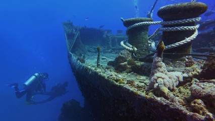 Diving near Thistlegorm shipwreck, Egypt
