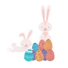 Fototapeta premium easter rabbits with egg isolated icon