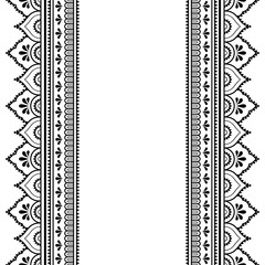 Set of seamless border for Henna drawing and tattoo. Decoration in oriental, Indian style.