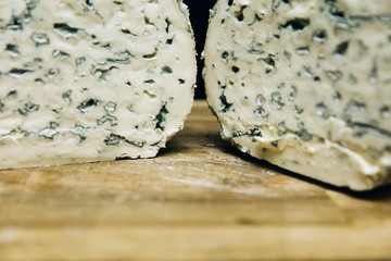 Mild blue Auvergne cheese Fourme d’Ambert from France