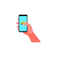 Smartphone in hand. Vector illustration
