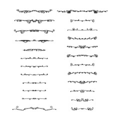 A set of decorative text dividers. Black and white isolated illustration.