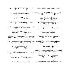 A set of decorative text dividers. Black and white isolated illustration.